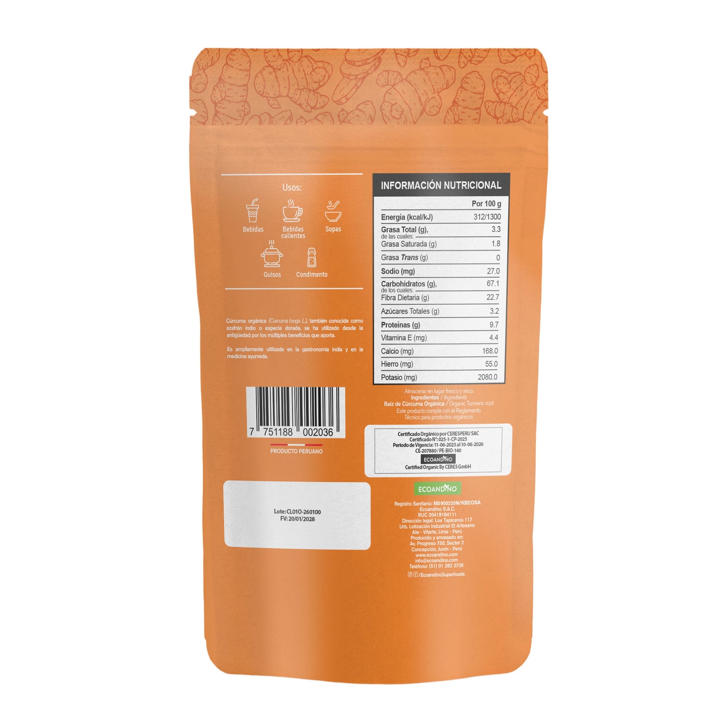 Cúrcuma Orgánica en Polvo – 100 g