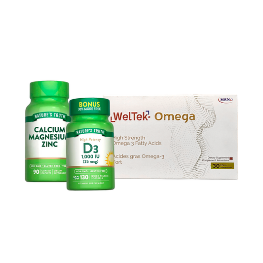 Promo Adulto Mayor - Calcio, Magnesio y Zinc + Vitamina D3 + Omegas
