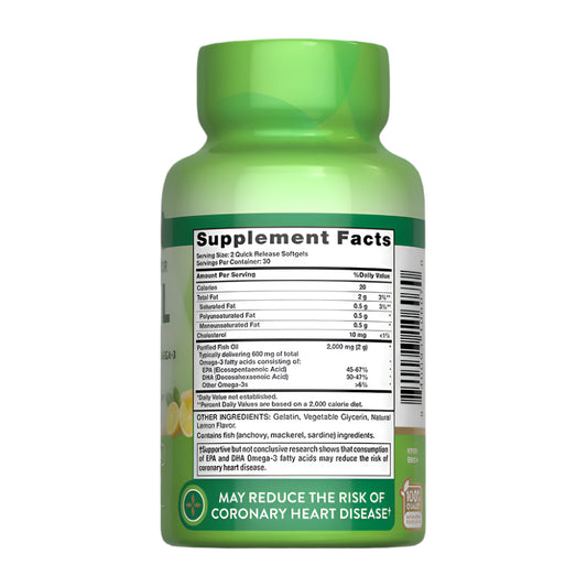 Omega 3 Fish Oil 2000 mg - 60 cápsulas blandas
